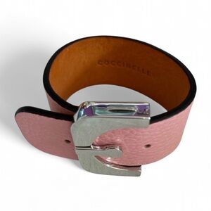 Coccinelle Light Pink Leather Bangle Bracelet with Silver Buckle